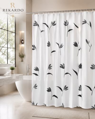 Image of Feelings PVC Waterproof Shower Curtain 54x84 Inch Pattern F with Hooks | Waterproof | PVC Material | 8 Hooks Included | Easy Clean | Durable | Quick Dry | Printed Design