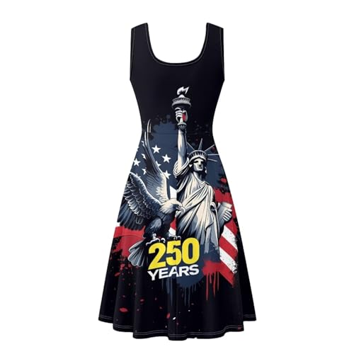 Image of Women Stylish Tank Dresses Sleeveless Round Neck Midi Casual Dress with Pocket for Summer