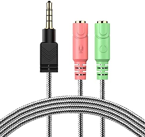 MillSO Headset Adapter, 3.3 Feet 3.5mm Mic and Audio Headphone Splitter (TRRS Male to 2 TRS Female) CTIA 4 Pole Stereo Jack Y Cable for Dual-Plug Headset to PS4, Xbox One, Phone, Laptop, PC
