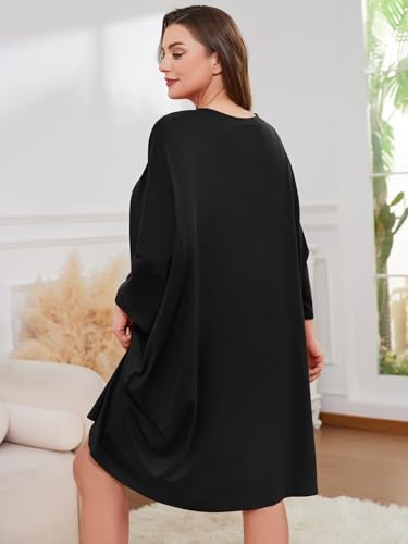 Image of CRIPOM Plus Size Moo Moos for Women Oversized Sleep Shirts for Women Oversized Nightgown with Pocket Fit S-5XL