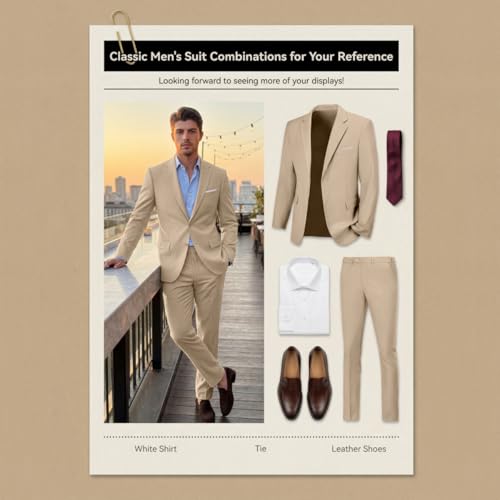 Image of Mens 2 Piece Suit Slim 2 Button Prom Suit Jacket Pants Tuxedo Set
