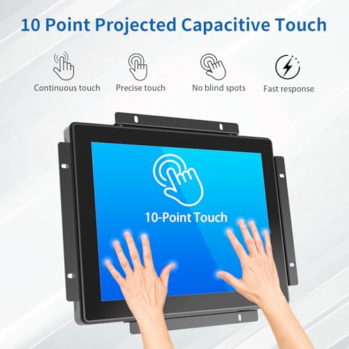 Image of 9.7 Inch Open Frame Touch Monitor, PCAP 10-Point Touch Industrial Touchscreen Monitor, with HDMI /VGA /DVI Interface, Active Matrix TFT LCD,LED Backlight, with VESA Mount