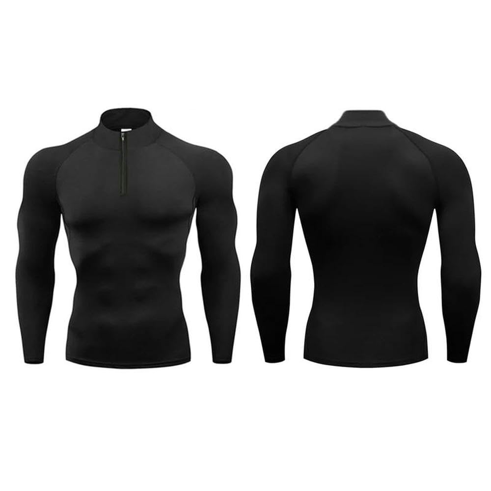 GLDFW - Camiseta deportiva de manga larga para hombre, ajustada, para gimnasio, correr, ropa de compresión, camiseta deportiva