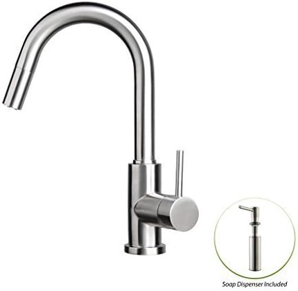 Zuhne Stainless Steel Pull Out Water Saving Kitchen Faucet & Built in Soap Dispenser Set