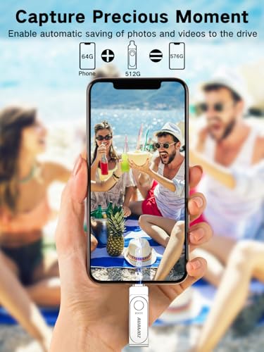 AUAMOZ Flash Drive de 512 GB destinado a iPhone, armazenamento de arquivos de memória, fotos, vídeos