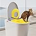 Cat Toilet Seat Training Kit, Reusable Plastic Litter Box Alternative with Washable Pad, Portable Pet Potty Trainer for Home Shop Use (Yellow)