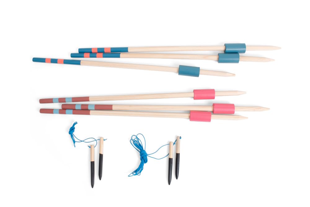 Javelin Throw – Jeu d'extérieur avec 6 javelots en Bois (60 cm) + Marqueurs Départ et Arrivée – Jeu Actif pour Enfants et familles – Développe la motricité Globale et la Force Musculaire