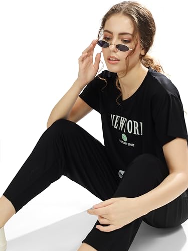 Image of WEET Printed Round Neck Half sleeves Co-ord set Tracksuit For Women