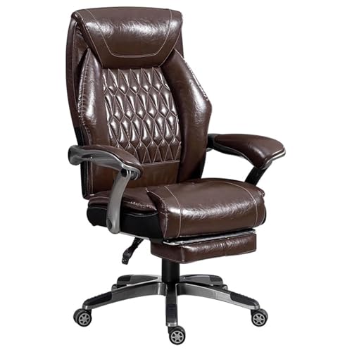 Silla ergonómica para videojuegos con reposapiés y soporte lumbar, altura ajustable, reclinable, piel sintética, silla de oficina con reposabrazos para estudio y trabajo