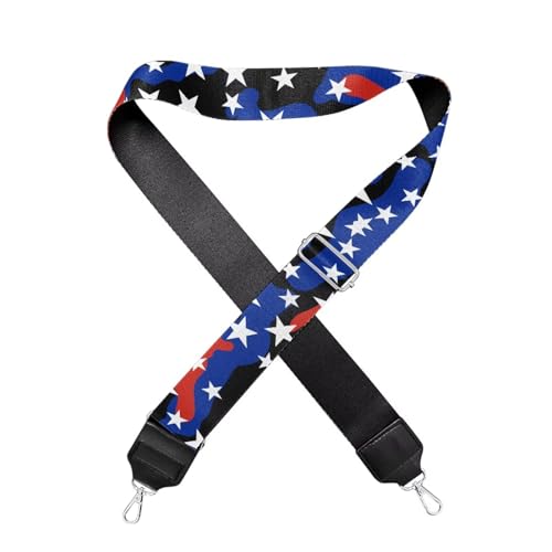 Image of GLENLCWE American Flag Wide Shoulder Strap Adjustable Replacement Belt Crossbody Canvas Bag Handbag Blue USA Flag Print