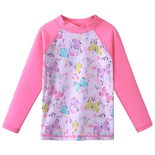 Image of Girls Two Piece Swimsuit Long Sleeve Floral Bathing Suit UPF 50+ Summer Beach Swimwear