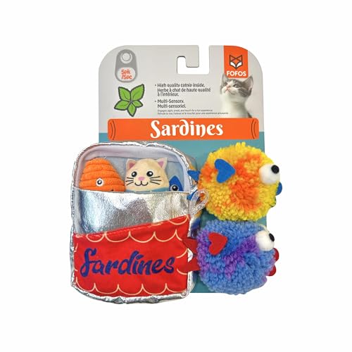Image of BarkButler x FOFOS Sardine Cat Toy 5pk - Interactive Cat Toys Set with Catnip - Multicoloured