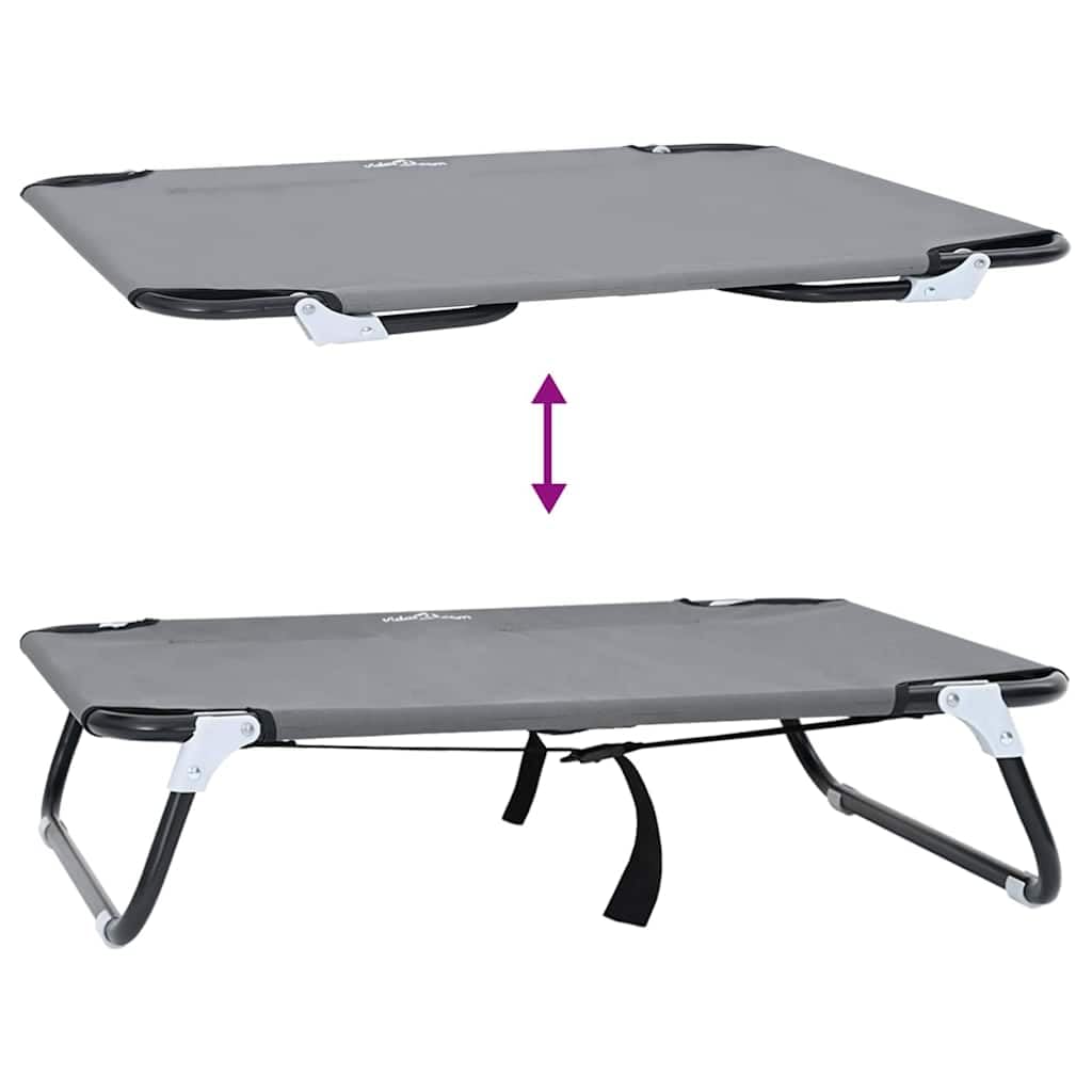 Cama para perros gris claro de acero 70 x 46 x 18 cm plegable, para interior y exterior, suelo antideslizante, transpirable, resistente a los arañazos, cojín ligero para perros para salón