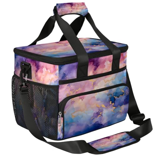 Color Mix Insulated Picnic Backpack Lunch Box for Women Men Picnic Basket Tote Lunch Bag Picnic Bag Portable Lunch Bags for Picnic, Beach, Work, Trip,Office, Camp Marble Texture