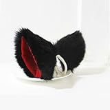 MEXUD Orecchiette Party's Cat Fox Long Fur Ears Anime Neko Costume Hair Clip Cosplay (Black&Red)…