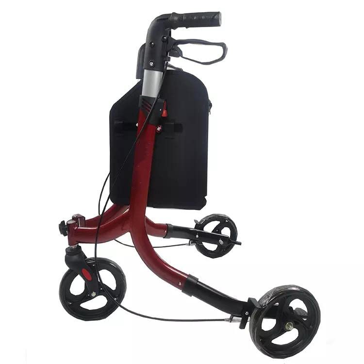 Andador con Ruedas de Tres Ruedas para Personas Mayores, liviano, Andador con Ruedas de pie, Andador con Ruedas Plegable y Duradero para Personas Mayores, Andador de 3 Ruedas, Andador con Bolsa de