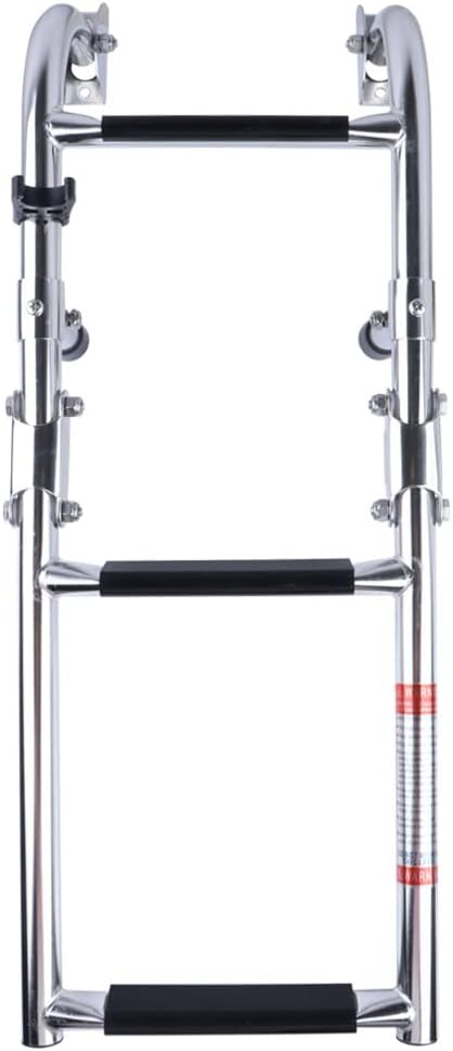 QWZYP 3 Steps Stainless Steel Boat Ladder Grips 2+1 Steps Transom Mount Folding Stern Ladder Gunwale-Mounted Removable Ladder : Automotive