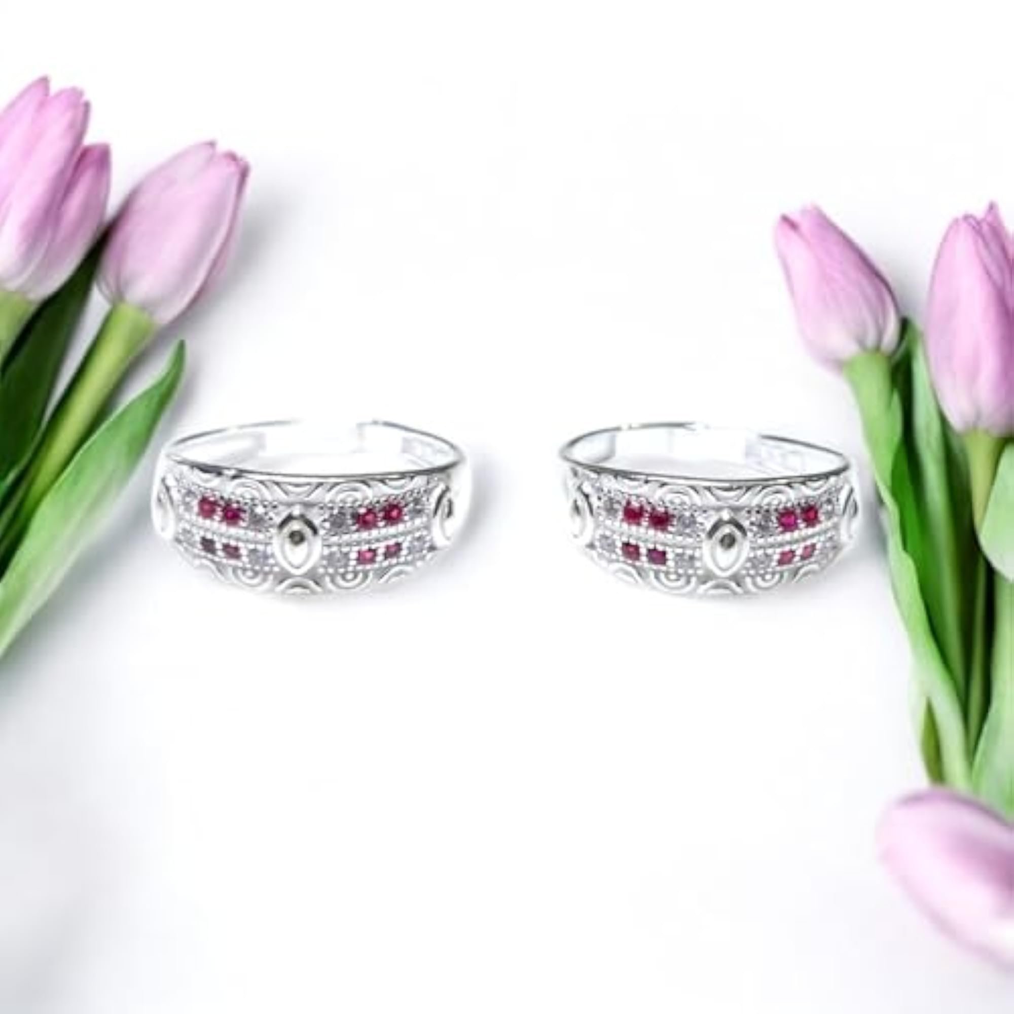Women's Multicolour Silver Toe Ring, Chandi ki Bichiya