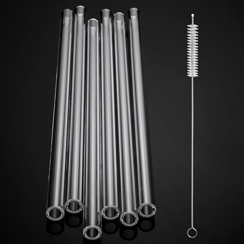 Image of FoldTier 6 Pcs Borosilicate Glass Tube 12mm OD 2mm Thick Glass Blowing Tubes with Cleaning Brush(12 Inch,Clear)