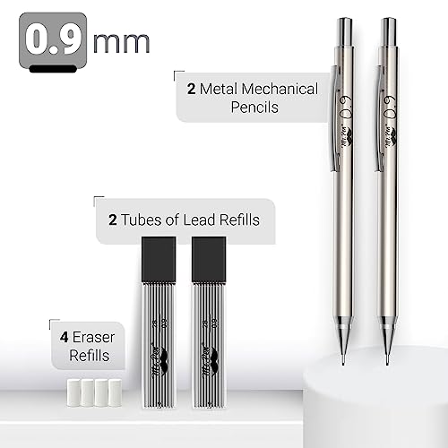 Mr. Pen- Mechanical Pencils, Metal, 0.9Mm, 2 Pack, Drafting And Lead Pencils #TOP1