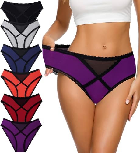 Image of Eiggam Women's Cotton Bikini Panties,High-Cut Full Coverage Stretch Cool Underwear for Women