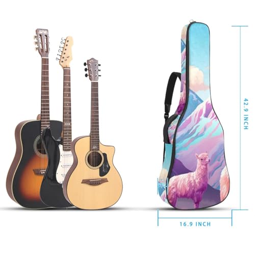 Housse guitare acoustique 40 pouces imperméable à motif alpaga multicolore