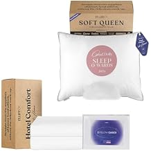 FluffCo Standard/Queen Down وسادة بديلة وأغطية وسائد تبريد | فندق فاخر-جودة وسادة بوليستر من الألياف الدقيقة قابلة للتنفس1 & 100% Queen Size Cotton Pillow Cases2 | آلة قابلة للغسل