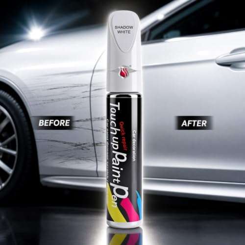 Image of Shadow Securitronics Car Scratch Remover Touch Up Paint Pen | 2 in 1 Automotive Repair Pen for Minor & Deep Scratches | Glossy Finish Car Paint Scratch Repair Tool for Car & Bike | White | 12 ml | 1X