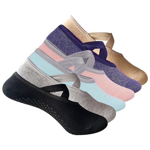 Image of Mint & Oak Pilates Socks with Grips for Women, Ankle Length Non-Slip Yoga Socks, Cotton Ideal For Yoga, Pilates, Gym, Workout, Cute Women's Gift