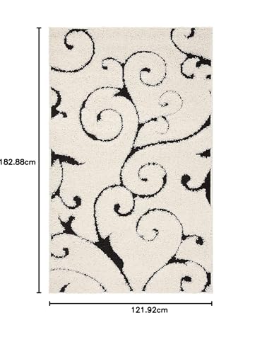 Image of Handwoven Microfibre 3D Rug for Living Room (Ivory & Black, 4 X 6 Feet, Microfibre)