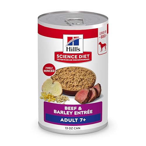 Hill's Science Diet Adult 7+, Senior Adult 7+ Premium Nutrition, Wet Dog Food, Beef & Barley Loaf, 13 oz Can, Case of 12