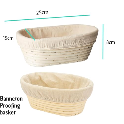 Image of Bread Basket, Sourdough Bread Basket for Home Baking, Handmade Proofing Basket Set with Cloth Cover, Artisan Bread Making Tools for Professional and Amateur Bakers