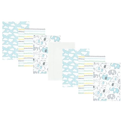 Image of Hudson Baby Unisex Baby Cotton Flannel Burp Cloths, Neutral New Elephant 7-Pack, One Size