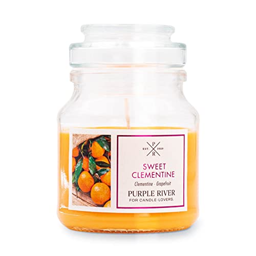 Purple River Duftkerze im Glas klein | Sweet Clementine (113g) | Duftkerze Orange | Duftkerze Sojawachs | Kleine Kerze im Glas mit Deckel | Sojawachskerzen Cover