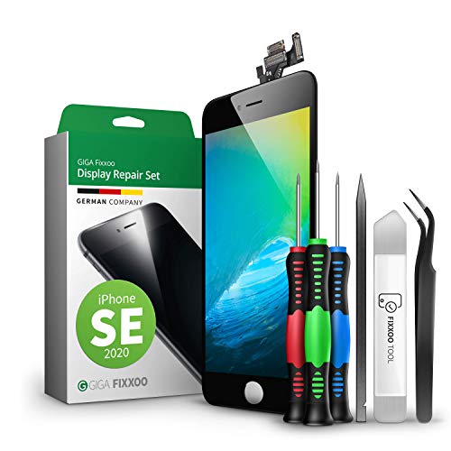 GIGA Fixxoo Display für iPhone SE (2020) [inkl. Werkzeug-Kit] - Retina LCD Glas mit Touchscreen - Display Reparatur Set - Ersatzdisplay für iPhone mit Werkzeugkit
