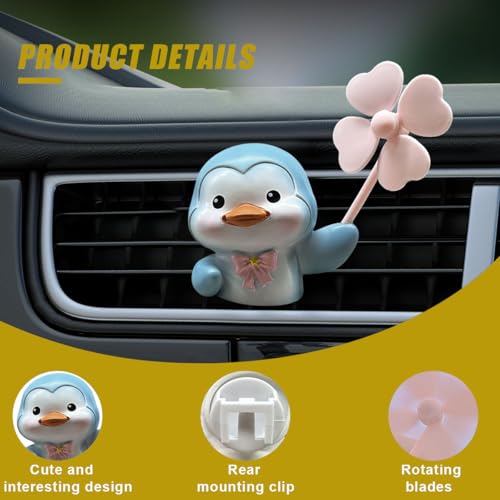 Image of Cute Penguin Car Air Vent Clips, Rotating Windmill Car Air Conditioner Outlet Clip, Animal Car Dashboard Air Vent Trim Clip, Auto Interior Decoration Accessories (Penguin)