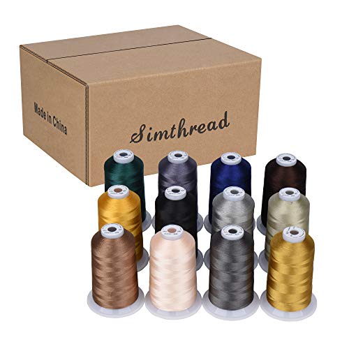 Image of Simthread 12 Brother Colors of Huge Spool 5000M Polyester Embroidery Machine Thread for Commercial and Domestic Embroidery Machines - Assorted Color 2