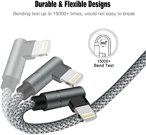 USB C to Lightning Cable 10FT MFi Certified 90 Degree iPhone Fast Charger Nylon Braided Extra Long Charging Cord Compatible with iPhone 14/13/13 Pro Max/13 Mini/12/11/XS/XR/8/iPad 8th