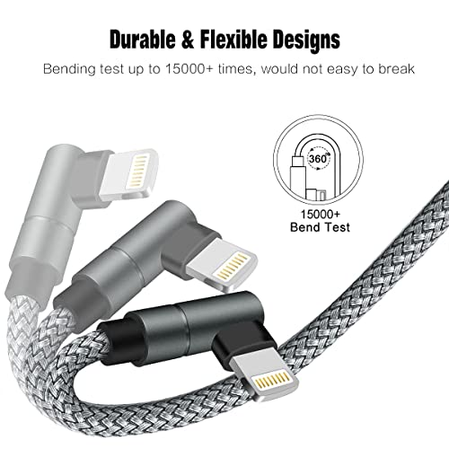 USB C to Lightning Cable 10FT MFi Certified 90 Degree iPhone Fast Charger Nylon Braided Extra Long Charging Cord Compatible with iPhone 14/13/13 Pro Max/13 Mini/12/11/XS/XR/8/iPad 8th