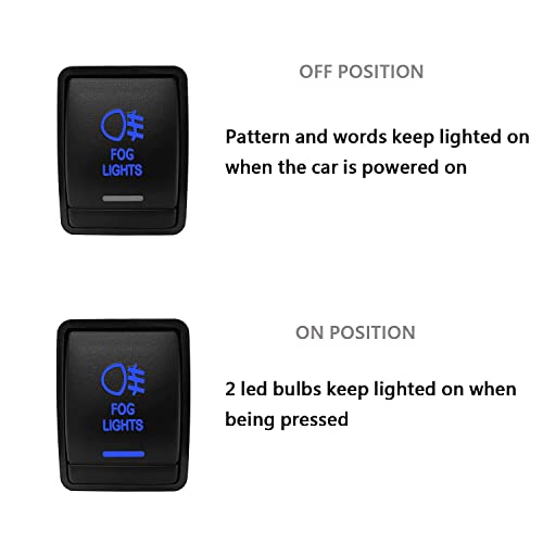 Image of Blue Fog Lights Push Button Switch for Nissan Car Nissan Navara Pathfinder X-Trail Qashqai Dashboard 3Amp 12V, with Wiring Connector (30 mm x 23 mm)