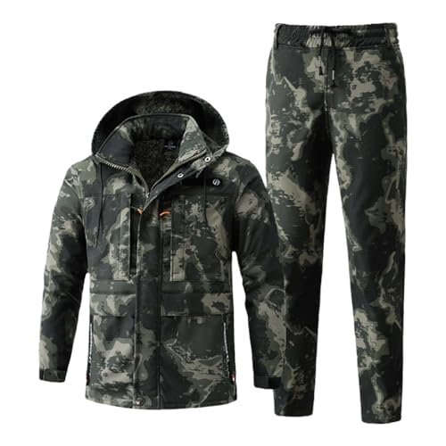 Design speciale: questo cappotto invernale impermeabile antivento con cappuccio da uomo 2 pezzi tute da snowboard, la giacca con design con cappuccio, colletto antivento rialzato, questa tuta da sci da uomo in 2 pezzi taglie forti e ha tasche con cerniera sui polsini con cerniera impermeabile e tessuto anti-neve e caldo a doppio strato