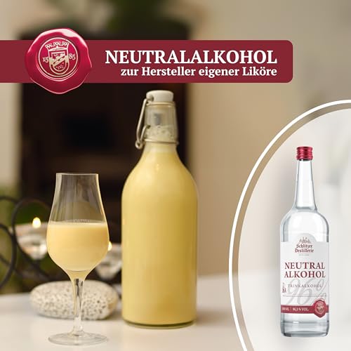 Schlitzer Neutralalkohol 96,3% vol. – Extra Fein Filtriert Hochreiner Weingeist/Ethanol für Liköransätze, Tinkturen & Kosmetik | 1 Liter