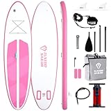 Tuxedo Sailor Inflatable Stand Up Paddle Board Foldable Paddleboard Inflatable SUP for All Skill Levels Includes Paddle Boards, Paddle, Fins, Backpack Pink