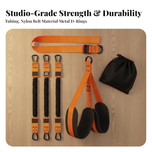 Image of Resistance Band Training System Long Resistance Band System with Storage Bag Snap-Resistant Pull up Assistance Bands for Travel Orange 225LB