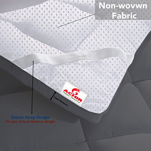 Image of ACHIR 500 GSM Super Soft Microfiber Mattress Topper /Padding for Soft and Comfortable Sleep - Grey, (Small Size, 36 inchx72 inchinch, 3ft x 6ft)