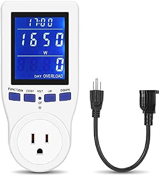 POCREATION Watt Meter Plug, Energy Consumption Monitor with Data Hold, Real-Time Power Meter Socket for Electricity Usage Analysis