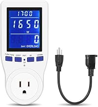 Electricity Usage Monitor with Data Hold Function, Power Meter Plug, Energy Consumption Analyzer