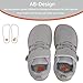 WateLves Wide Toddler Barefoot Shoes Little Kids Boys Girls Walking Tennis Sneakers with Breathable Mesh Zero Drop Sole Adjustable Strap(Light Gray,26)