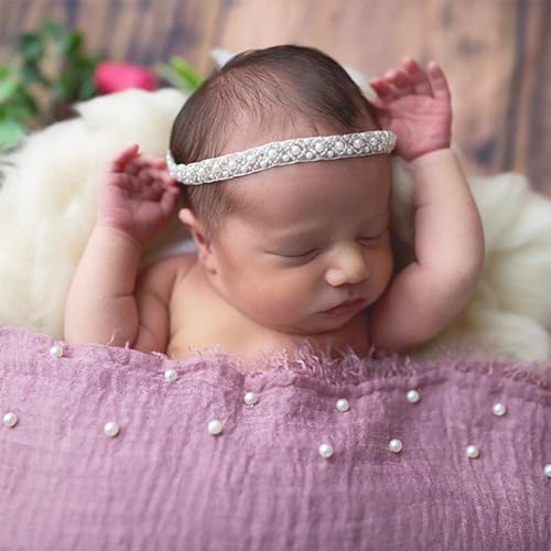 7 Pcs Newborn Photography Props Wrap Kits 3 Pcs Baby Wraps 4 Pcs Flower Headband Baby Photoshoot Props Photo Supplies for Boy Girl Infant Toddler by Taluokong - Image 5