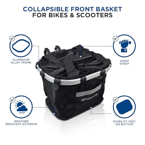 Alveytech E41-0333 Collapsible Front Basket For Bikes & Scooters - Aluminum Alloy Frame, Nylon Body With Mounting Bracket thumb #1